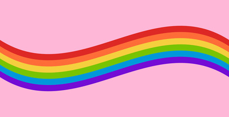 Wall Mural - LGBTQ+ Pride Flag Background. Retro Style Rainbow Wave on Pink Background. Vector Illustration for LGBTQ Pride Month.