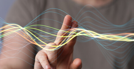Abstract network of physical devices on the Internet using a network connection with statistics numbers 3d illustration