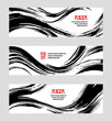 Set of Horizontal banners in modern Asian style. Black coarse brush. Stamp for Calligraphy. Typography templates for text