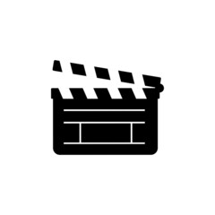 Clapperboard Silhouette. Black and White Icon Design Element on Isolated White Background