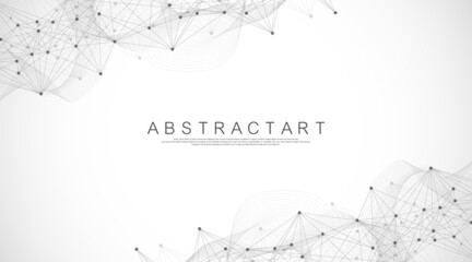 Global network connections with points and lines. Wireframe technology abstract vector illustration