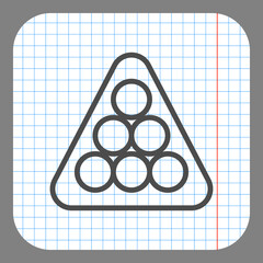 Billiard balls triangle simple icon. Flat desing. On graph paper. Grey background.ai