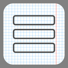 Menu vector simple icon. Flat desing. On graph paper. Grey background.ai