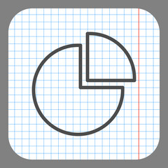 Pie Chart simple icon. Flat desing. On graph paper. Grey background.ai