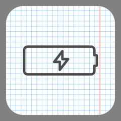 Battery simple icon vector. Flat desing. On graph paper. Grey background.ai