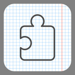Wall Mural - Puzzle vector, simple icon. Flat desing. On graph paper. Grey background.ai
