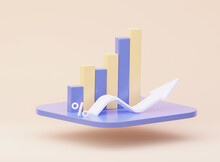3d Growth Analytics Chart With A White Arrow Indicating Growth. The Concept Of Marketing And Business Strategy. 3d Rendering