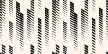Vector Abstract Geometric Seamless Pattern With Vertical Fading Lines, Tracks, Halftone Stripes. Extreme Sport Style Illustration, Urban Art. Trendy Monochrome Graphic Texture. Stylish Sports Pattern
