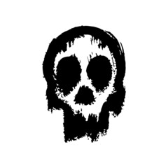 Wall Mural - Skull icon. Black ink grunge silhouette. Front view. Vector simple flat graphic hand drawn illustration. Texture.