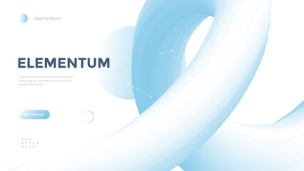 Abstract poster with gradient white and blue wave. Vector duotone background with geometric 3d shapes. Minimal compositions design for cover, landing page.