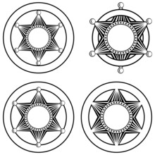 Vector Illustration Six Pointed Sheriffs Star In Circle Set