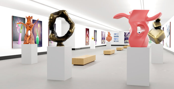 3d illustration with an art gallery
