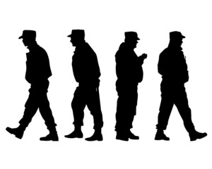 Wall Mural - People is wearing a police uniform. Isolated silhouette on white background