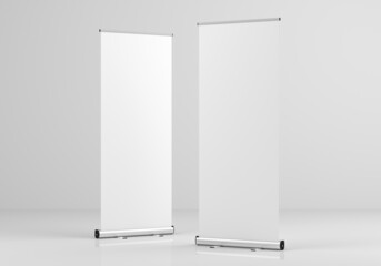 roll up banner stand mockup. 3d render.