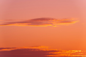 Wall Mural - Orange sunset sky with clouds. Beautiful landscape, sunrise