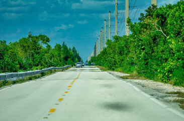 Wall Mural - Major road of Florida Keys, USA.