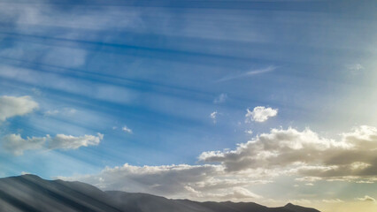 Sticker - Panoramic aerial view of morning sky from flying drone.