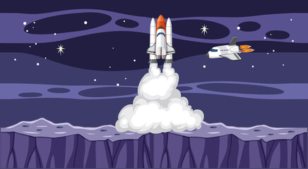 Wall Mural - a rocket on the sky in space background