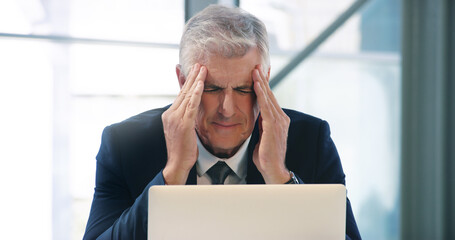 Poster - And thats when his day just started turning grey. Shot of a mature businessman looking stressed out while working in an office.