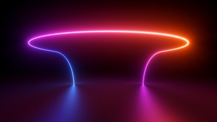 3d render, abstract neon background, curvy line glowing with colorful light in ultraviolet spectrum