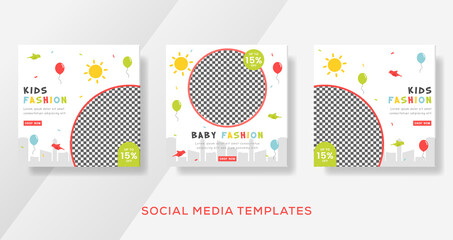 Fashion sale baby banner template for media social. premium vector