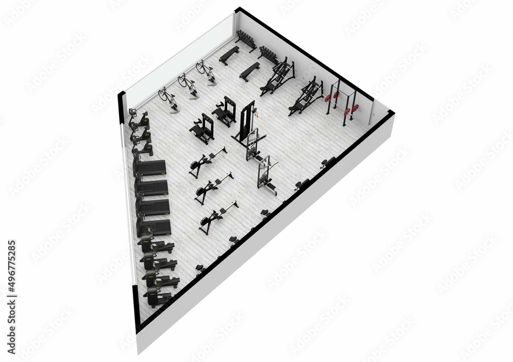 Ilustração Gym floor plan design. Gym floor plan. Small gym floor plan ...