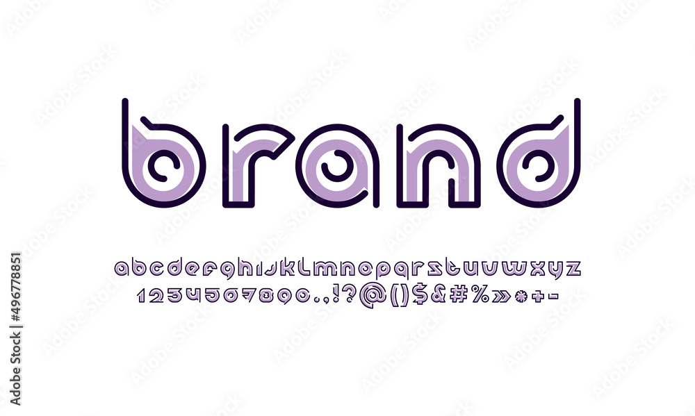 Digital font, rounded modern alphabet, trendy letters from A to Z and ...