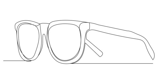 Sticker - glasses drawing by one continuous line, isolated vector