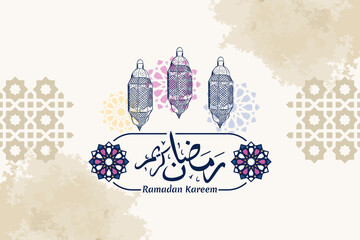 Wall Mural - Translation: Ramadan Kareem islamic design with arabic pattern vector illustration. Suitable for greeting card, poster and banner.