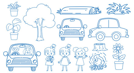 Wall Mural - Drafting cartoon for kids and cars