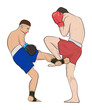 Muay Thai fight low kick