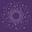 Sun and galaxy abstract line icon