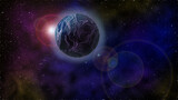 Fototapeta Kosmos - Lever de soleil sur une planète avec halo de lumière
