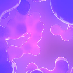 Poster - Magical glowing liquid drops. 3d rendering digital illustration. Minimal art style with depth of field
