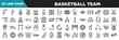 © VectorStockDesign - basketball team line icons set. linear icons collection. head hitting, squats, second place, bronze vector illustration