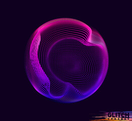 Wall Mural - corrupted violet point sphere. abstract vector colorful mesh on dark background. futuristic style ca