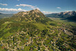 Aerial view of a small town near Mount Crested Butte, Colorado, United States.