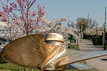 Propeller Sculpture And Cherry Blossoms In A Park In Malmo, Sweden