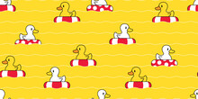 Duck Seamless Pattern Vector Rubber Duck Swimming Pool Ring Wave Bird Farm Fish Cartoon Scarf Isolated Repeat Wallpaper Tile Background Gift Wrapping Paper Illustration Animal Doodle Design