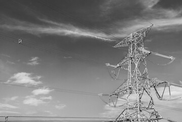 electricity transmission pylon against the sky