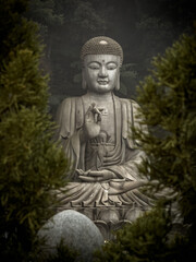 Sticker - Vertical shot of Buddha temple statue in the highland of Malaysia