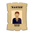 the most wanted person poster, in a suit looks like a worker