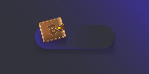 Cryptocurrency wallet concept illustration with wallet and crypto coins isolated on grey background. Crypto wallet landing page and poster design template. Crypto wallet for bitcoin, solana, ethereum