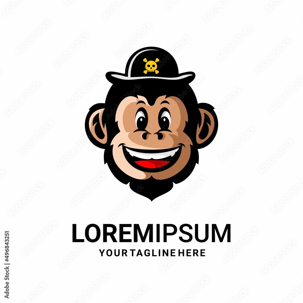 cute monkey logo illustration vector Stock Vector | Adobe Stock
