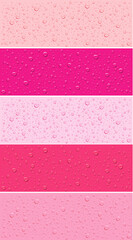 Wall Mural - water drops with on different pink colour backgrounds	