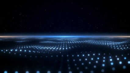 Wall Mural - Flying through an abstract field of blue particles.