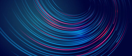 Modern high-tech background for presentations and websites. Abstract background with glowing dynamic lines. Futuristic wavy red-blue stripes with arrows.