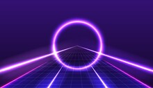 Neon Purple Circle Background. Vector Illustration.