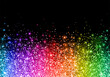 Multicolor scatter glitter on black background. Vector
