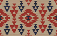 Aztec Motif Ethnic Ikat Art. The Seamless Aztec Pattern In Tribal, Folk Embroidery, Mexican, Uzbek Style. Moroccan Geometric Art Ornament Print.slubby Textured Design For Carpet, Fabric.